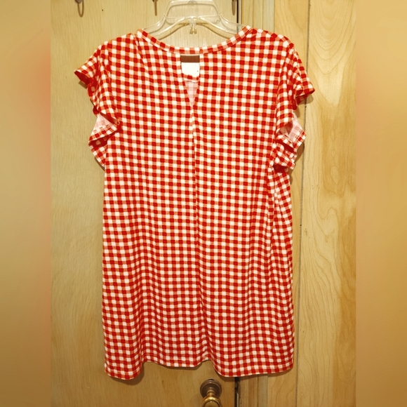 New Weekend Suzanne Betro Dress Womens Lrg Short Red White Check Stretch Jersey - Picture 4 of 7